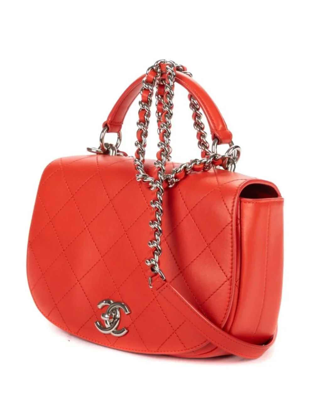 Chanel Ring My Bag Flap Red Quilted Suede Leather